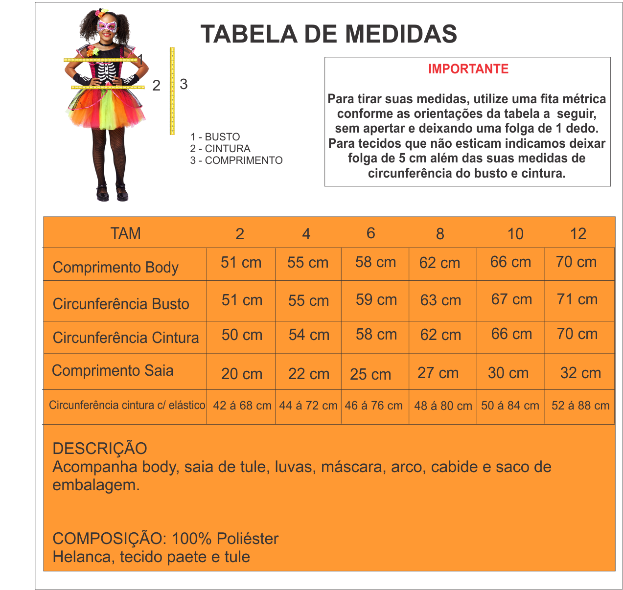 Fantasia Infantil da Caveira Mexicana Glamour