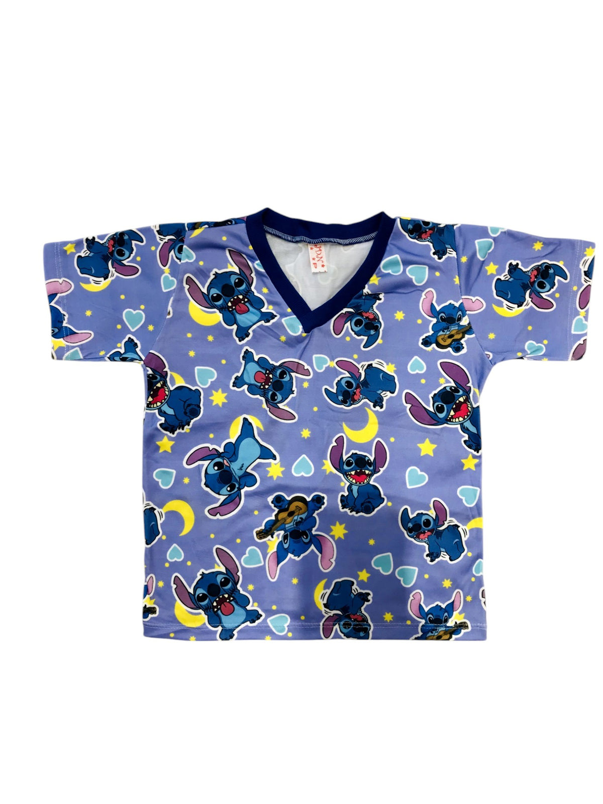 Pijama Infantil Manga Curta Stitch Lilás