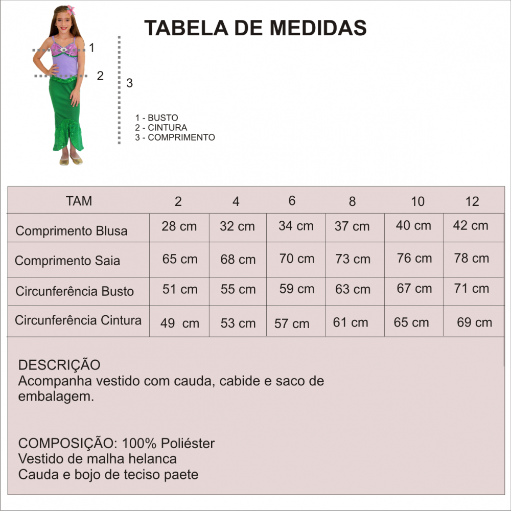 Fantasia Infantil da Sereia Ariel