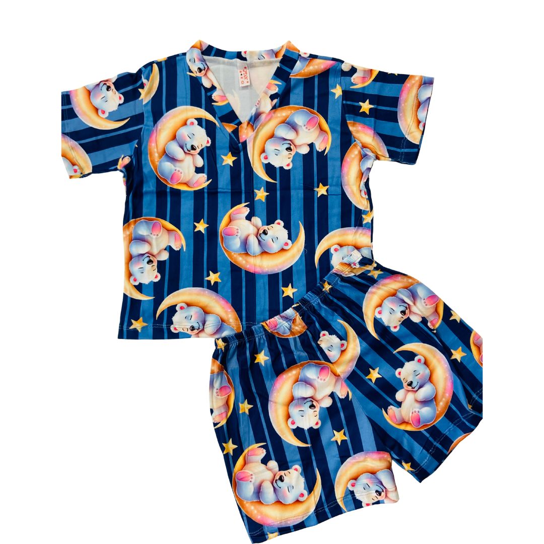 Pijama Infantil Manga Curta Ursinho Lua