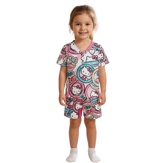 Pijama Infantil Manga Curta Hello Kitty