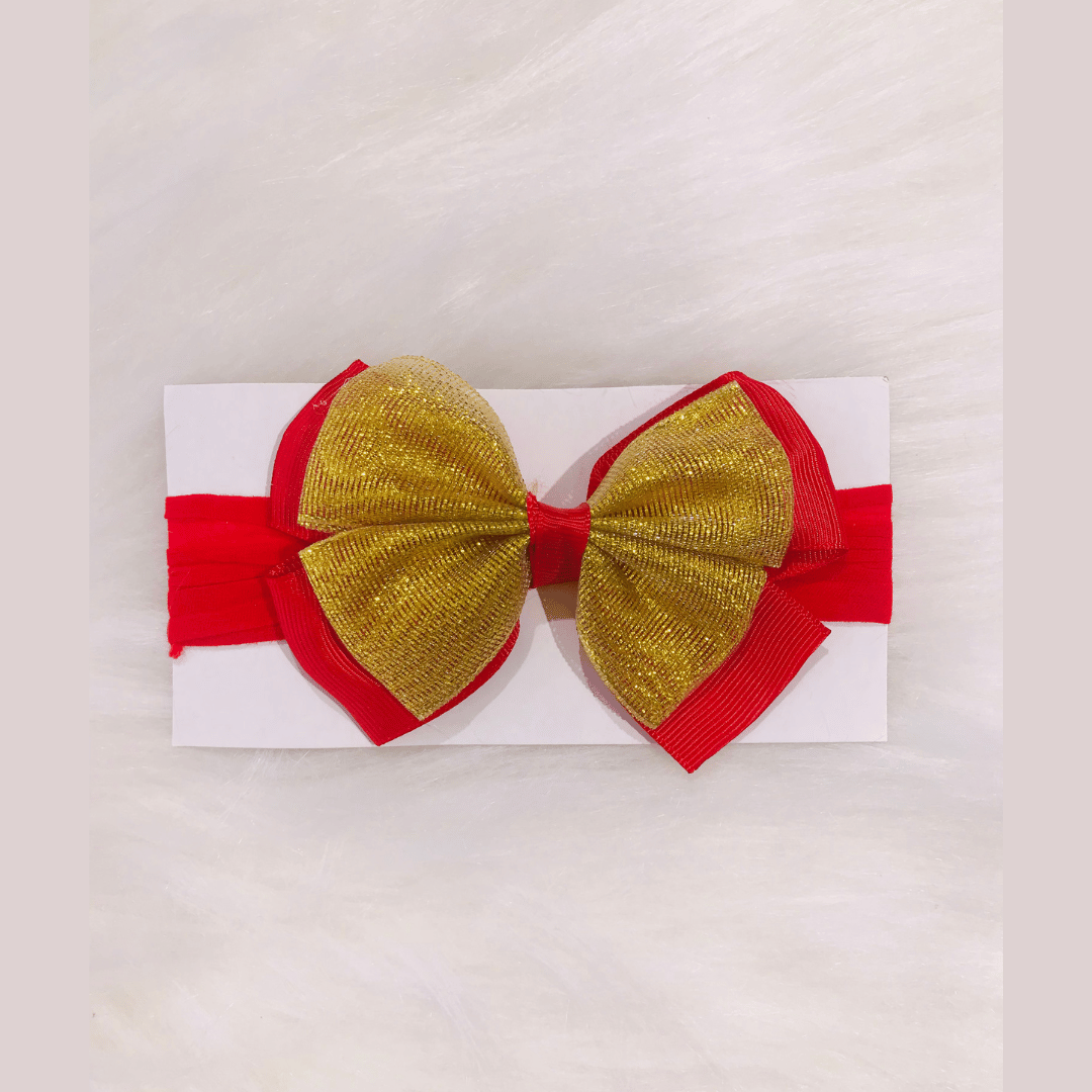 Laço Bebê Vermelho Com Dourado