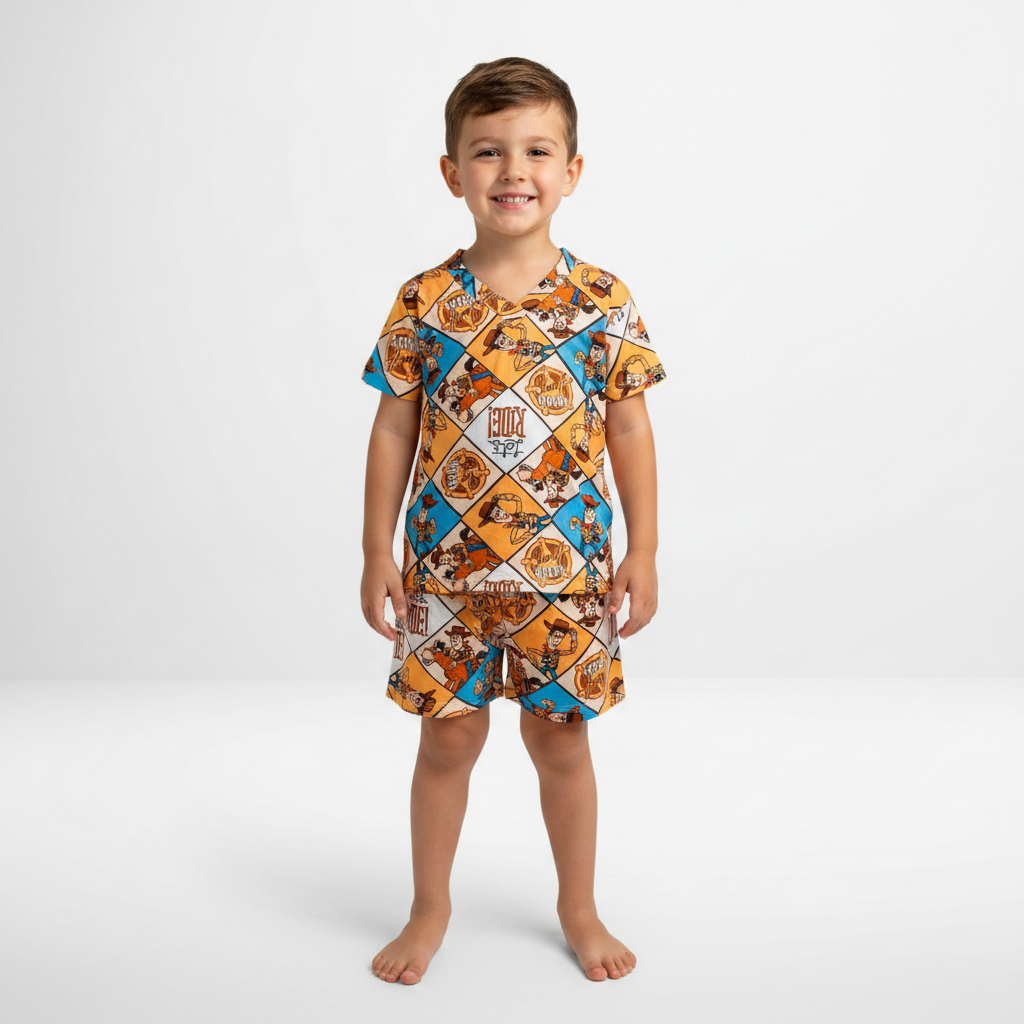 Pijama Infantil Manga Curta Xerife Woody