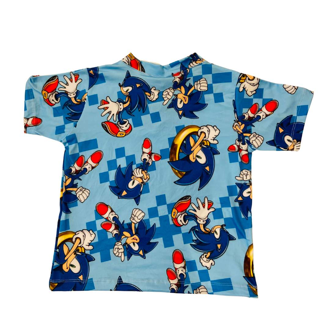 Pijama Infantil Manga Curta Sonic Anéis