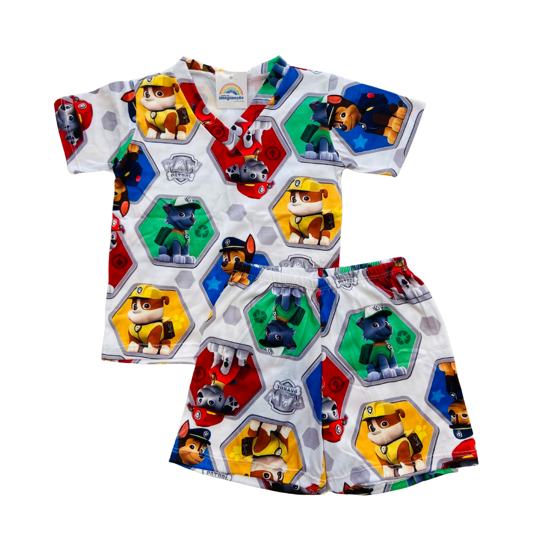Pijama Infantil Manga Curta Patrulha Canina