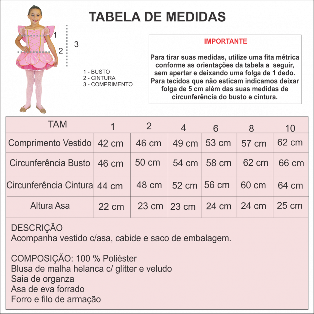 Fantasia Infantil da Fada Rosa Luxo