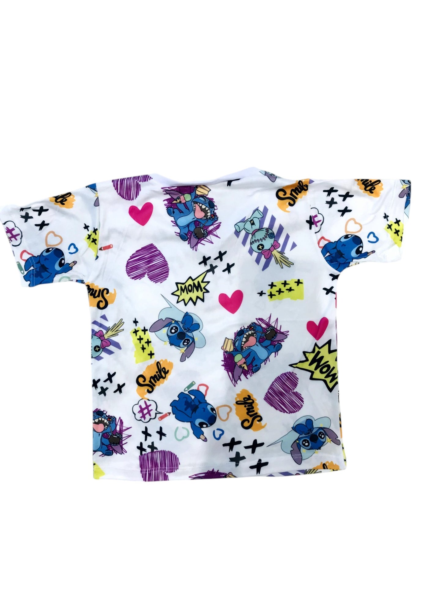 Pijama Infantil Manga Curta Stitch Branco