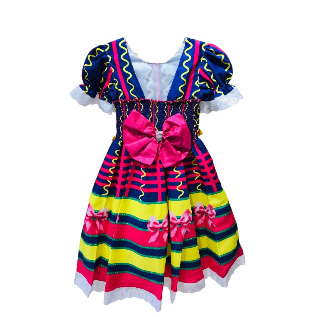 Vestido Festa Junina Luxo Listras