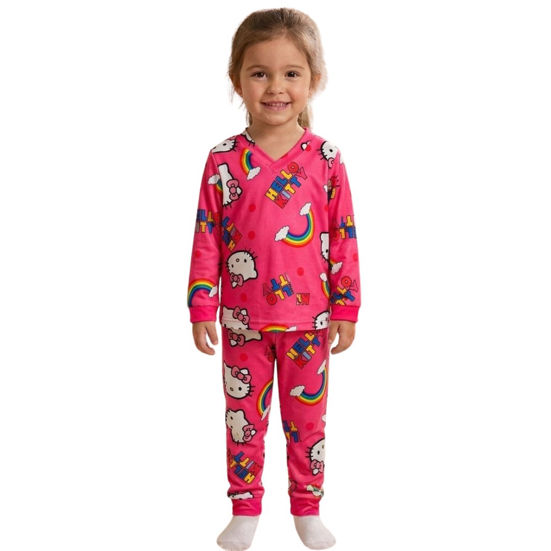 Pijama Infantil Manga Longa Hello Kitty
