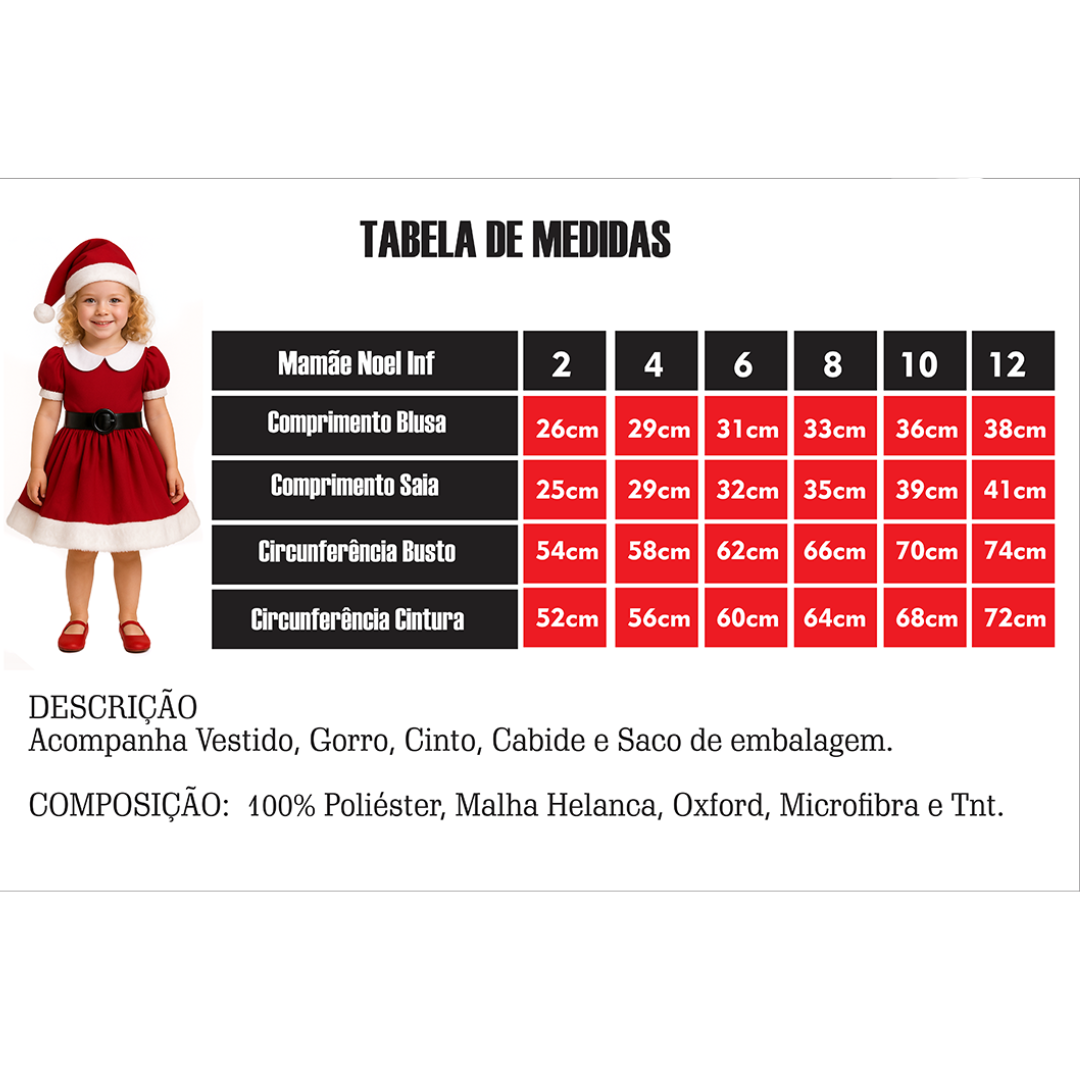 Fantasia Infantil Mamãe Noel Clássica