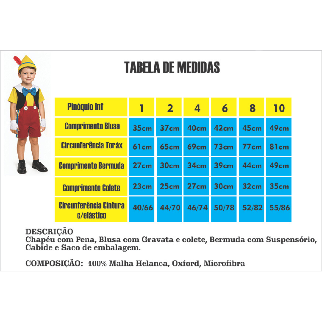 Fantasia Infantil Pinóquio