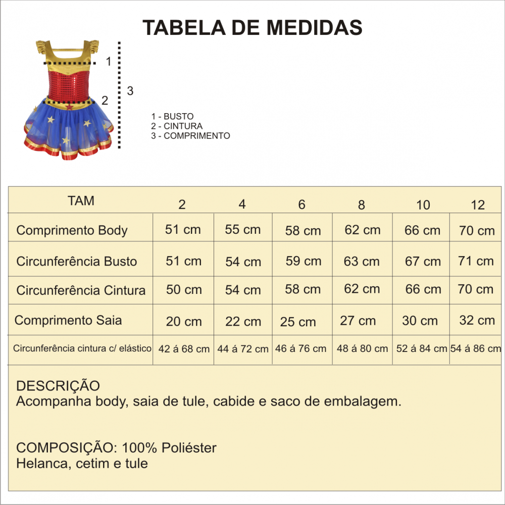 Fantasia Infantil Mulher Maravilha Luxo