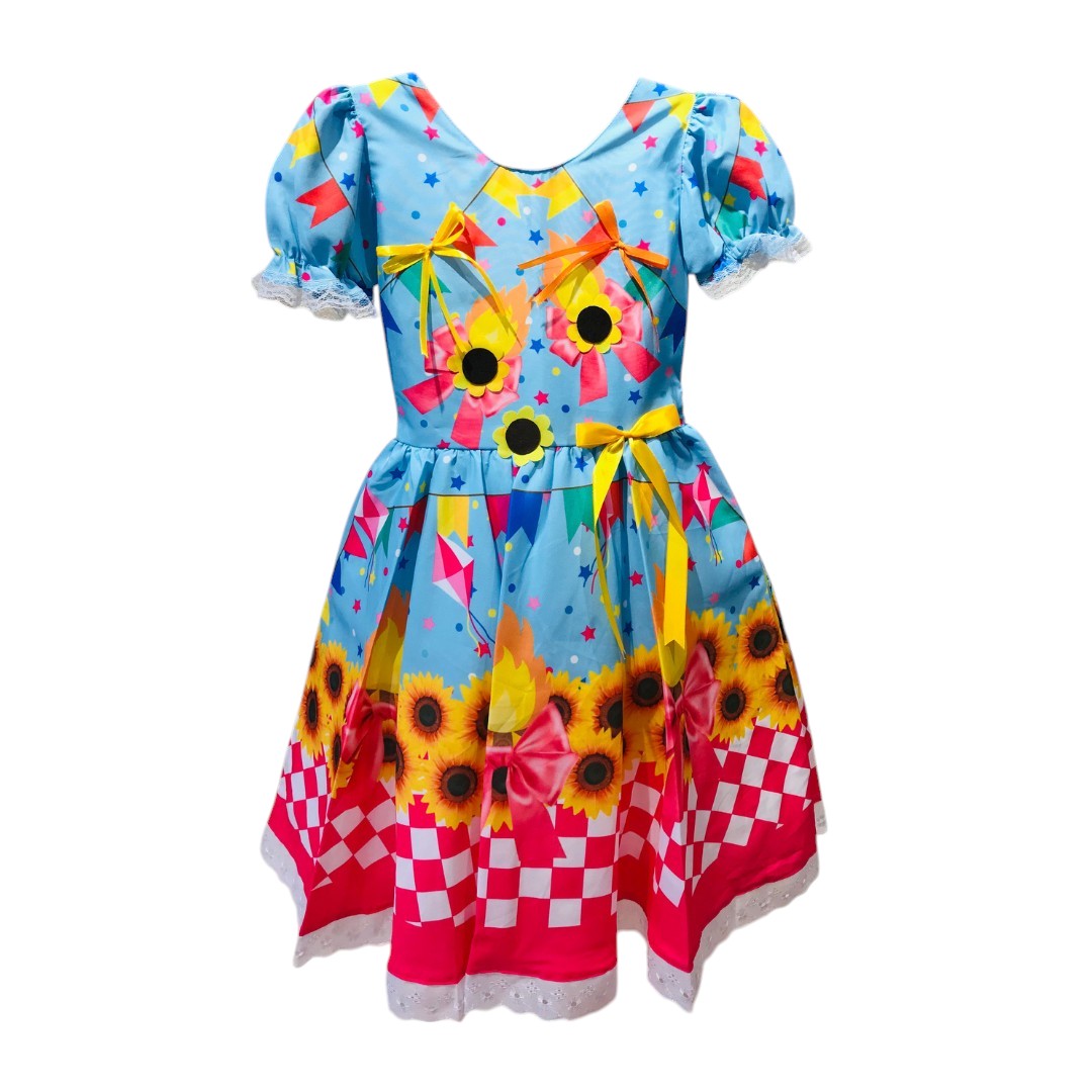 Vestido Festa Junina Luxo Girassol
