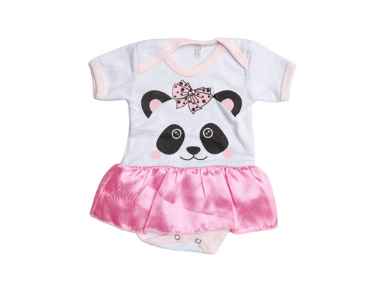 Body Bebê Panda Com Saia