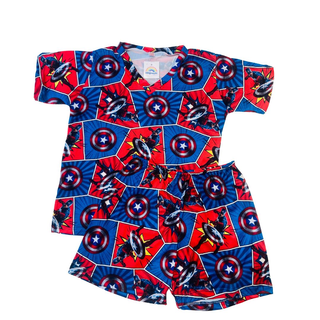 Pijama Infantil Manga Curta Capitão América