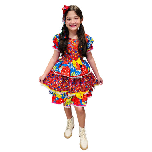 Vestido Festa Junina Luxo Floral
