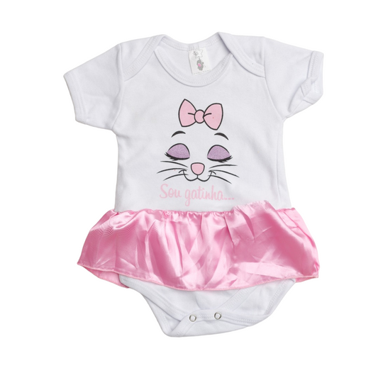 Body Bebê Gatinha Marie Com Saia