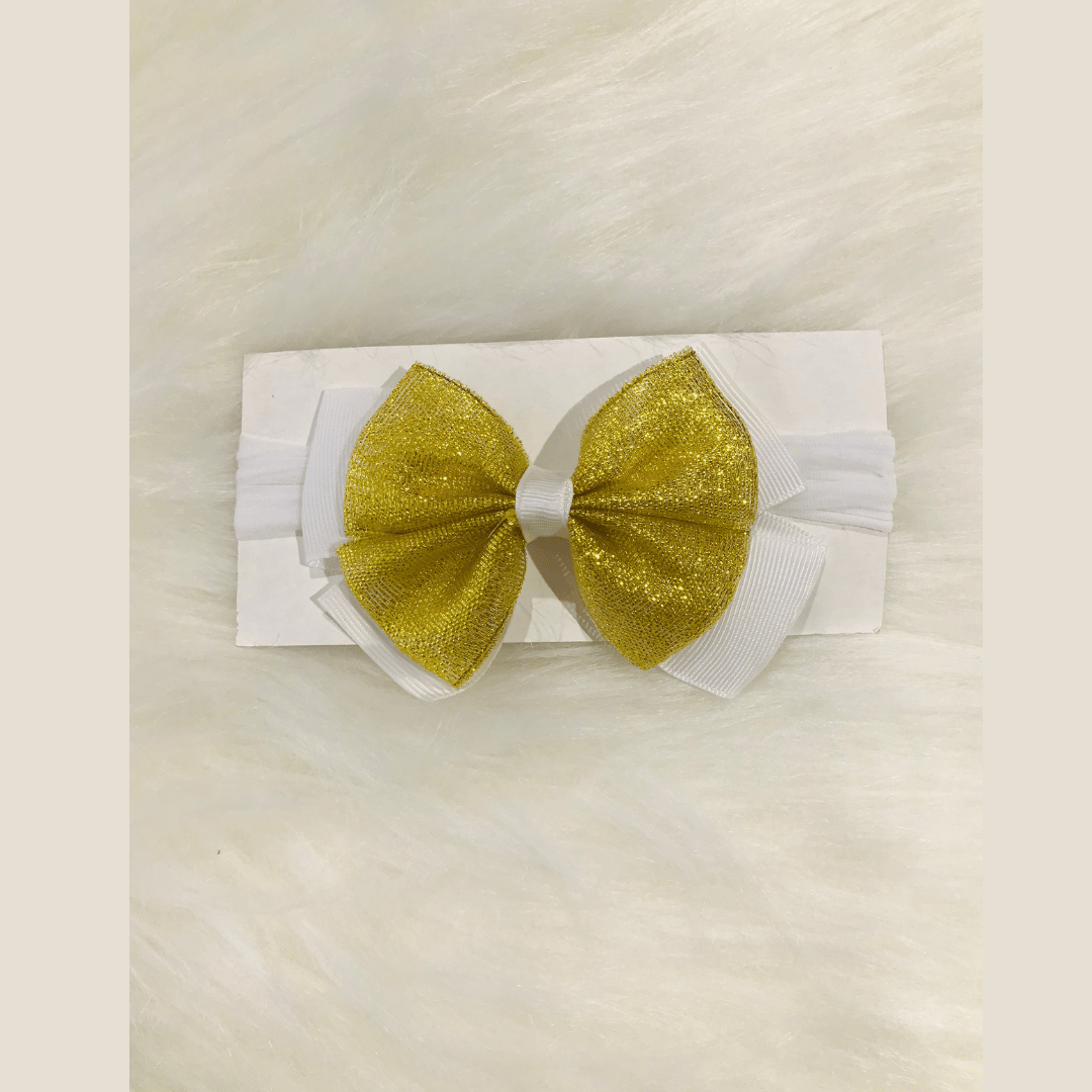 Laço Bebê Ano Novo Branco Com Dourado