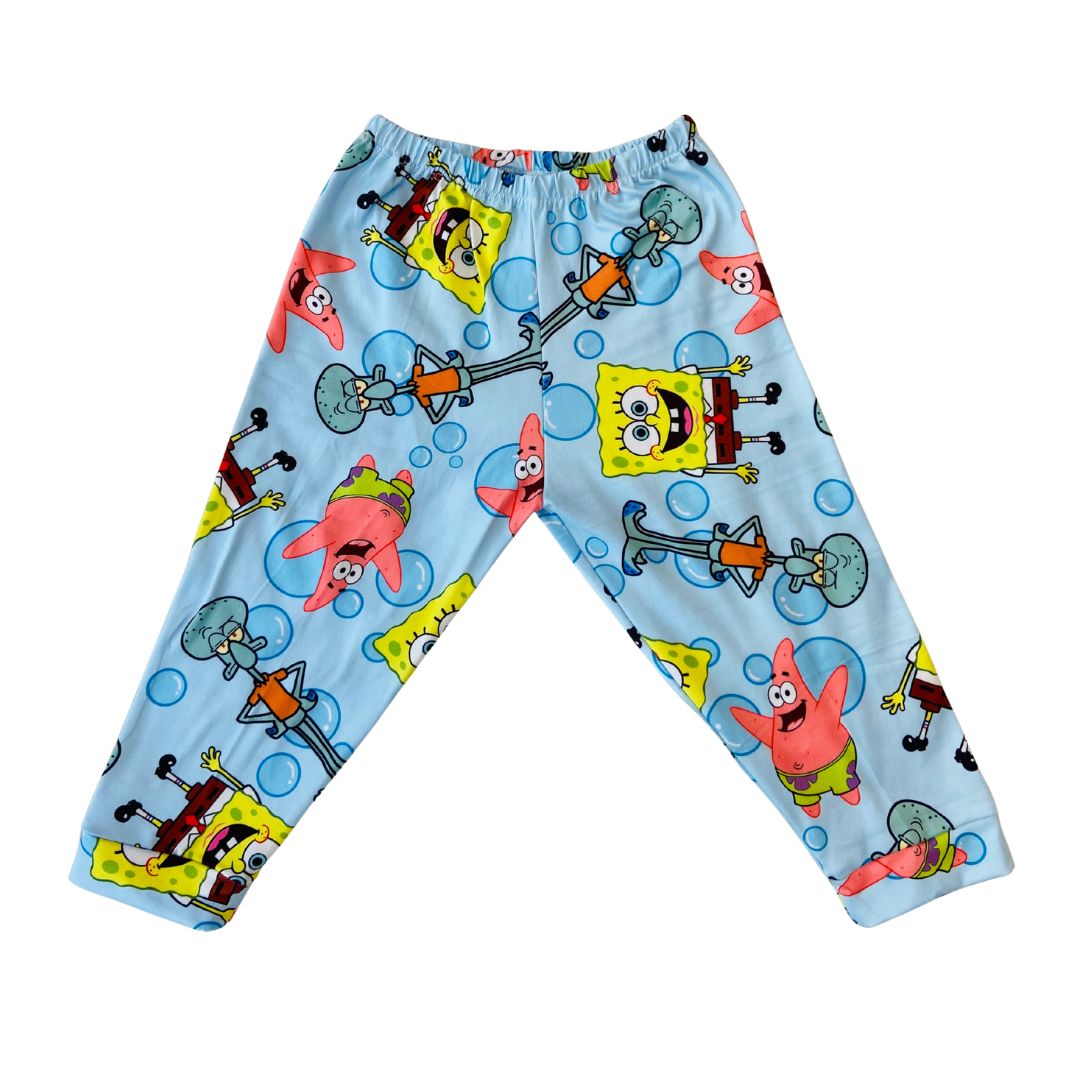 Pijama Infantil Manga Longa Bob Esponja Azul