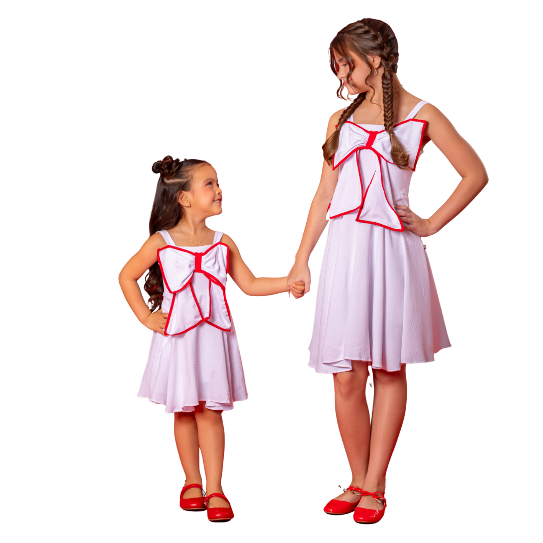 Vestido Infantil Natal Laços Delicados