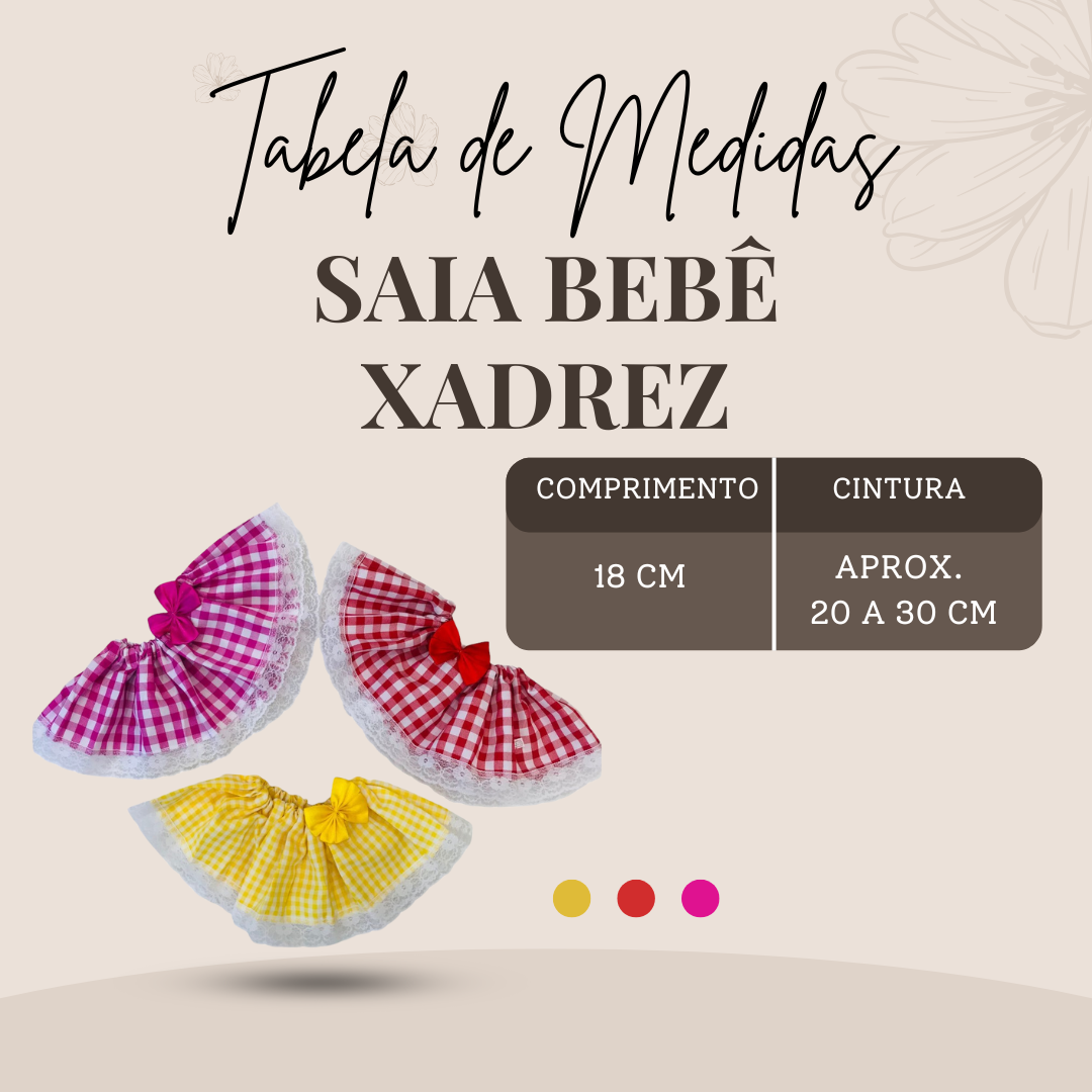 Saia Bebê Xadrez  Festa Junina