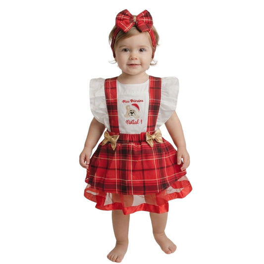 Romper Bebê Primeiro Natal Xadrez