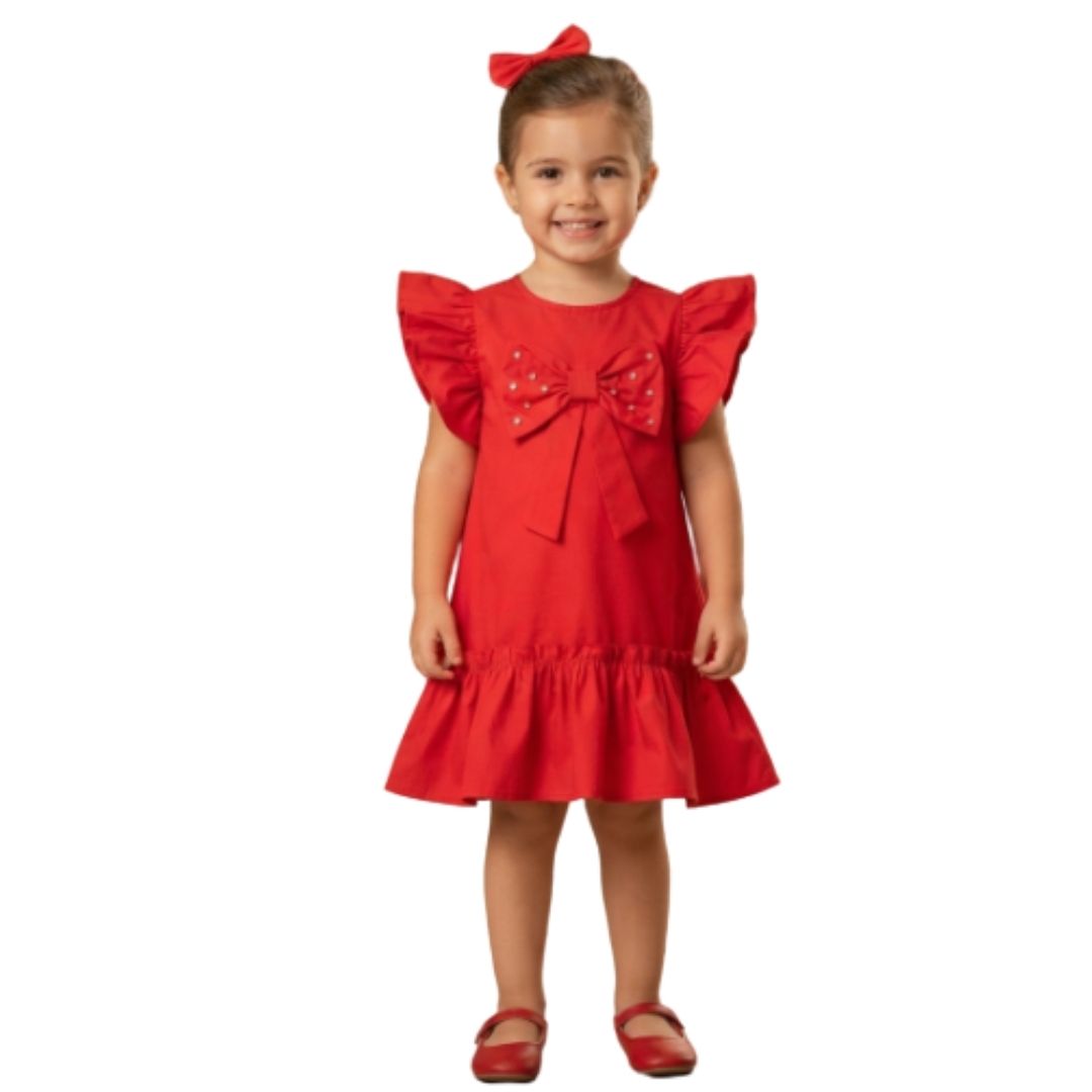 Vestido Infantil Laço Strass