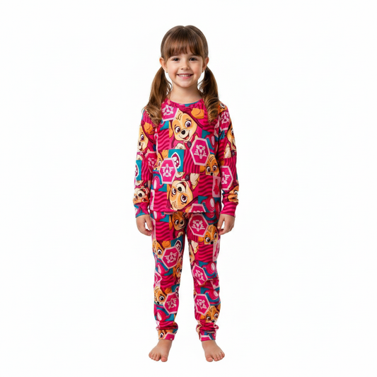 Pijama Infantil Manga Longa Skye Rosa