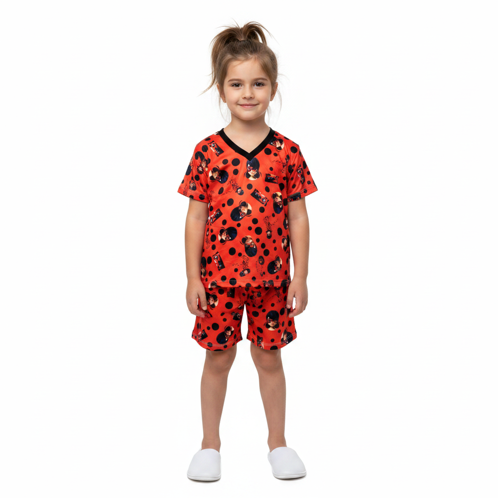 Pijama Infantil Manga Curta Lady Bug