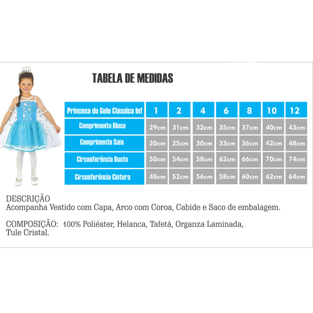 Fantasia Infantil da Elsa Frozen Clássica