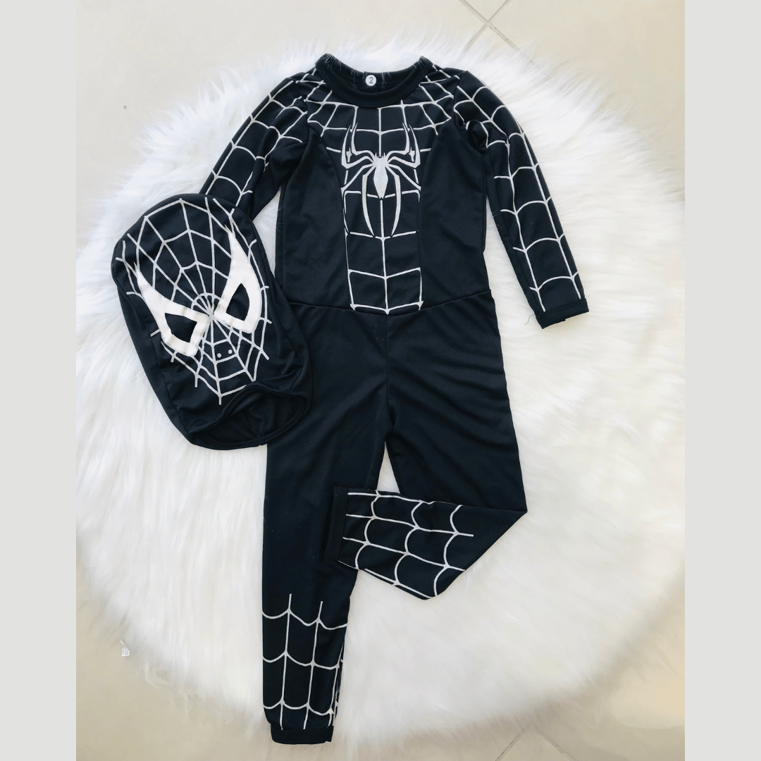 Fantasia Infantil Menino Aranha Preto Macacão Longo