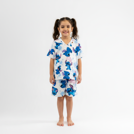 Pijama Infantil Manga Curta Stitch Love