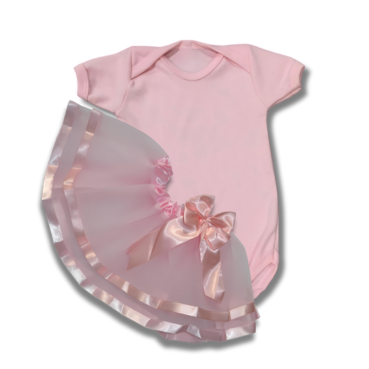 Saia Tule Bebê Luxo Rosa Bebê