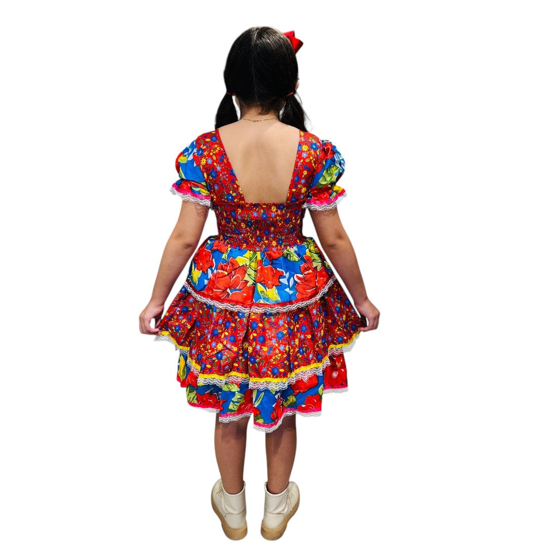 Vestido Festa Junina Luxo Floral