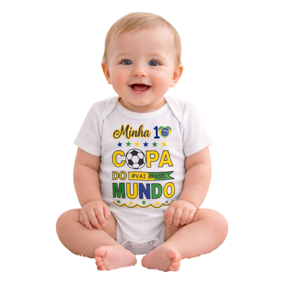 Body Bebê Brasil Minha Primeira Copa Branco