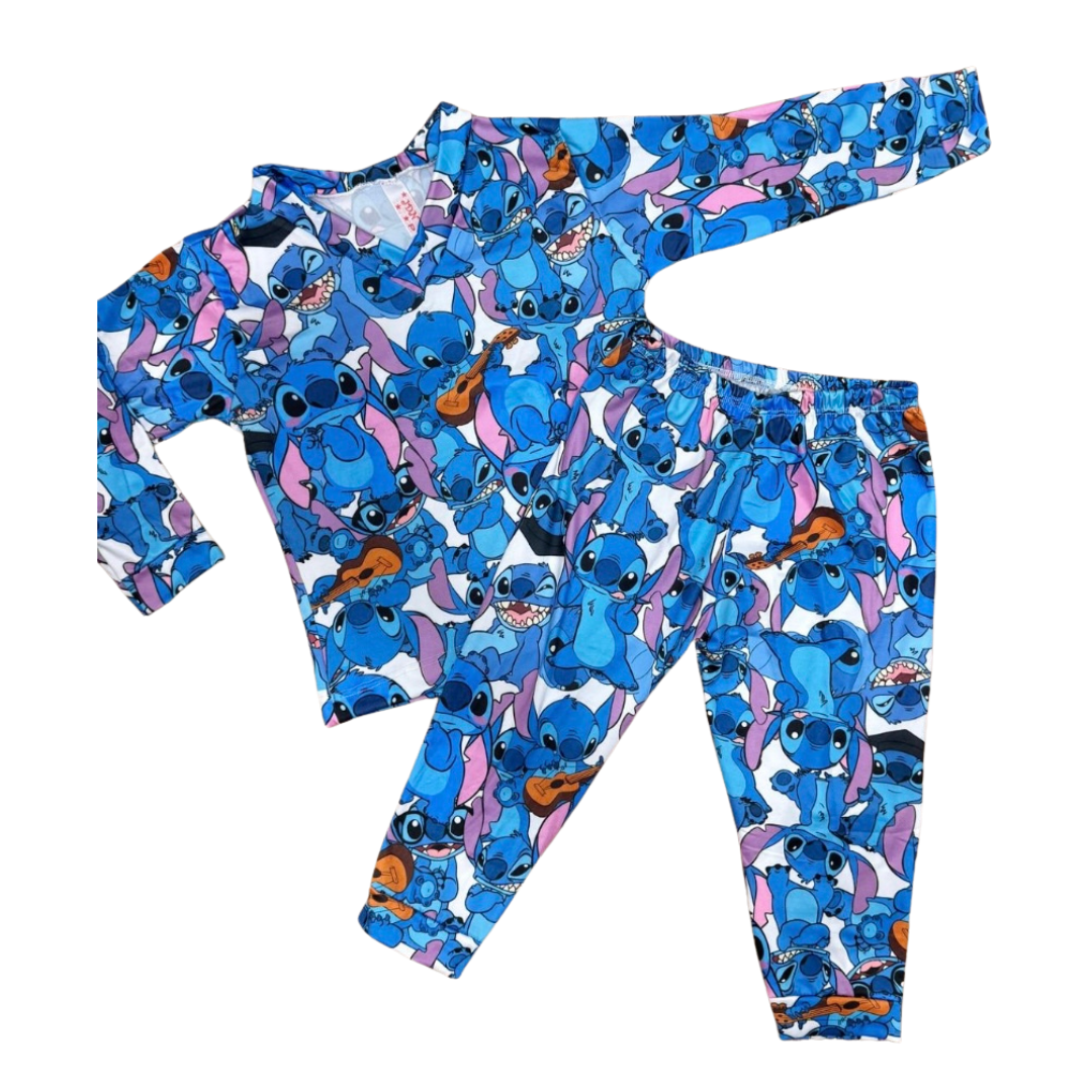 Pijama Infantil Manga Longa Stitch Violão