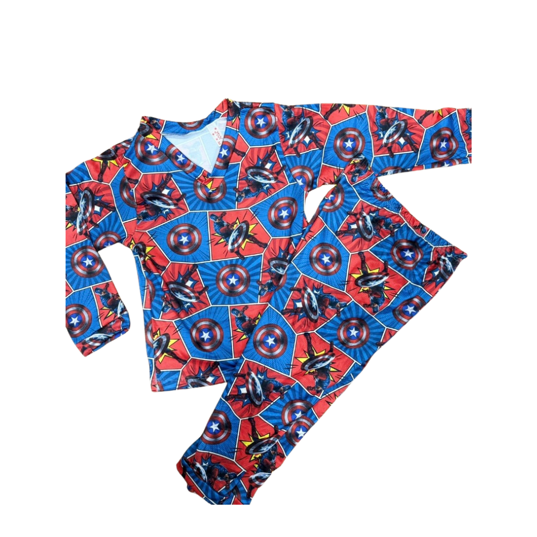 Pijama Infantil Manga Longa Capitão América