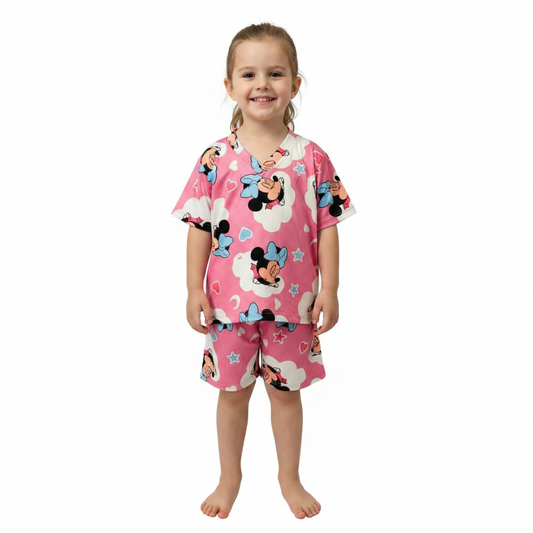 Pijama Infantil Manga Curta Minnie Rosa