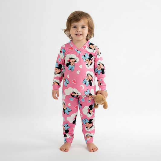 Pijama Infantil Manga Longa Minnie Rosa