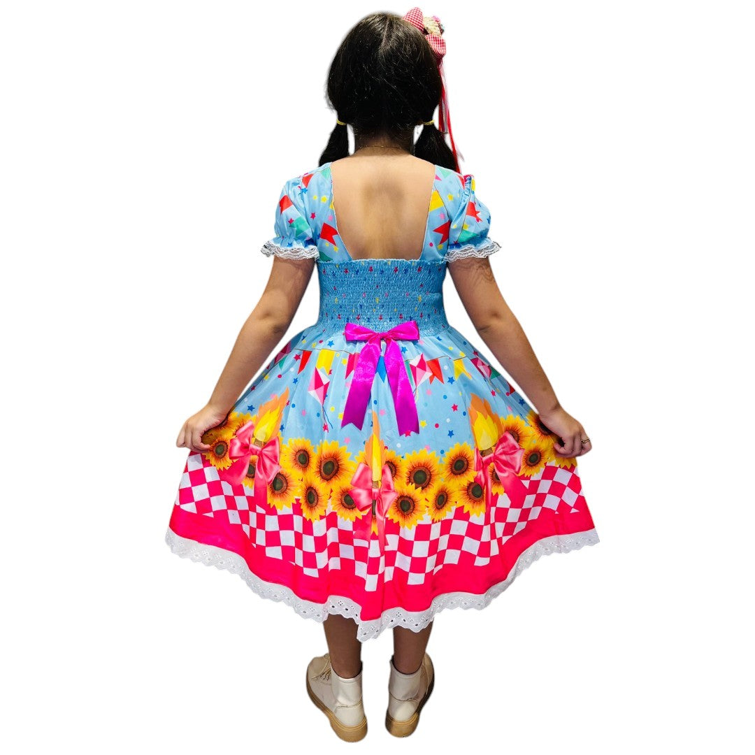 Vestido Festa Junina Luxo Girassol