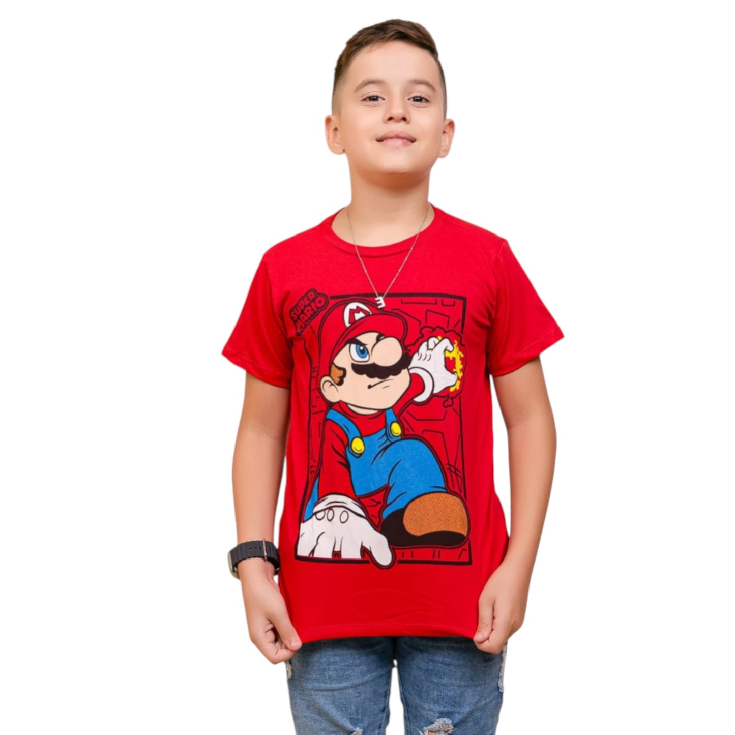 Camisa Infantil Manga Curta Super Mário
