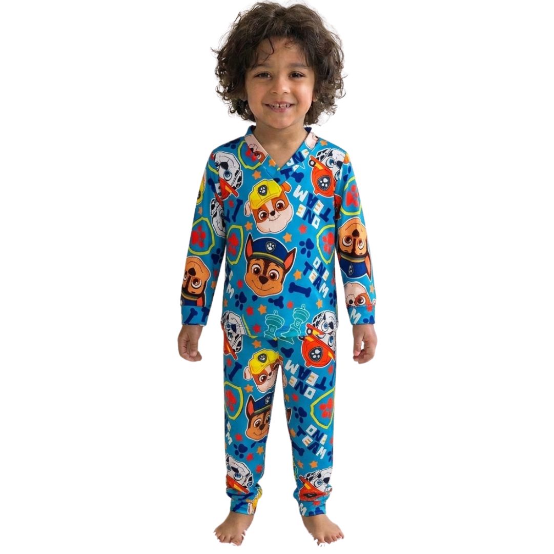 Pijama Infantil Manga Longa Patrulha Canina Azul