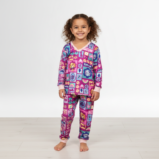 Pijama Infantil Manga Longa Patrulha Canina Skye e Everest