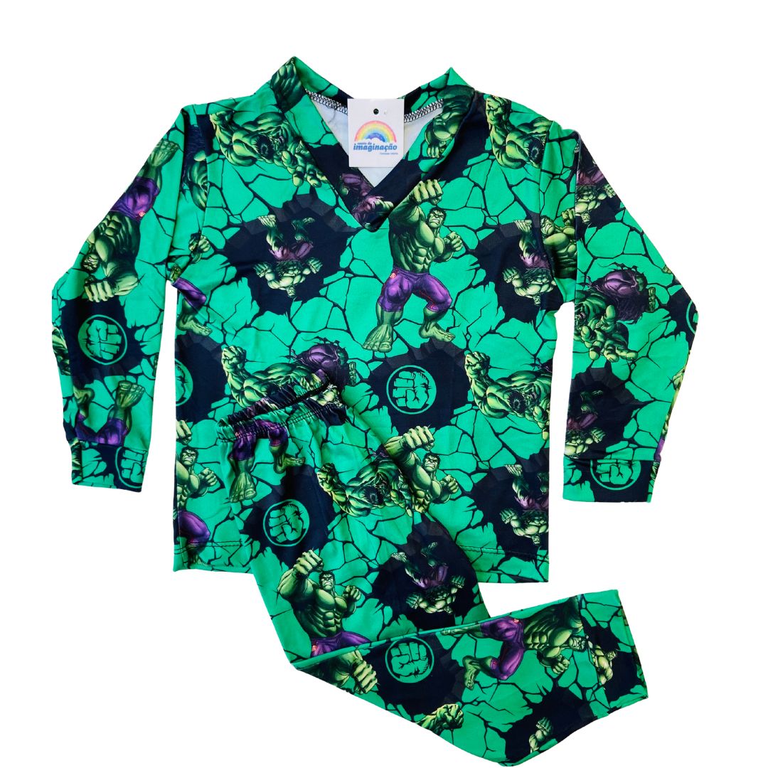 Pijama Infantil Manga Longa Hulk