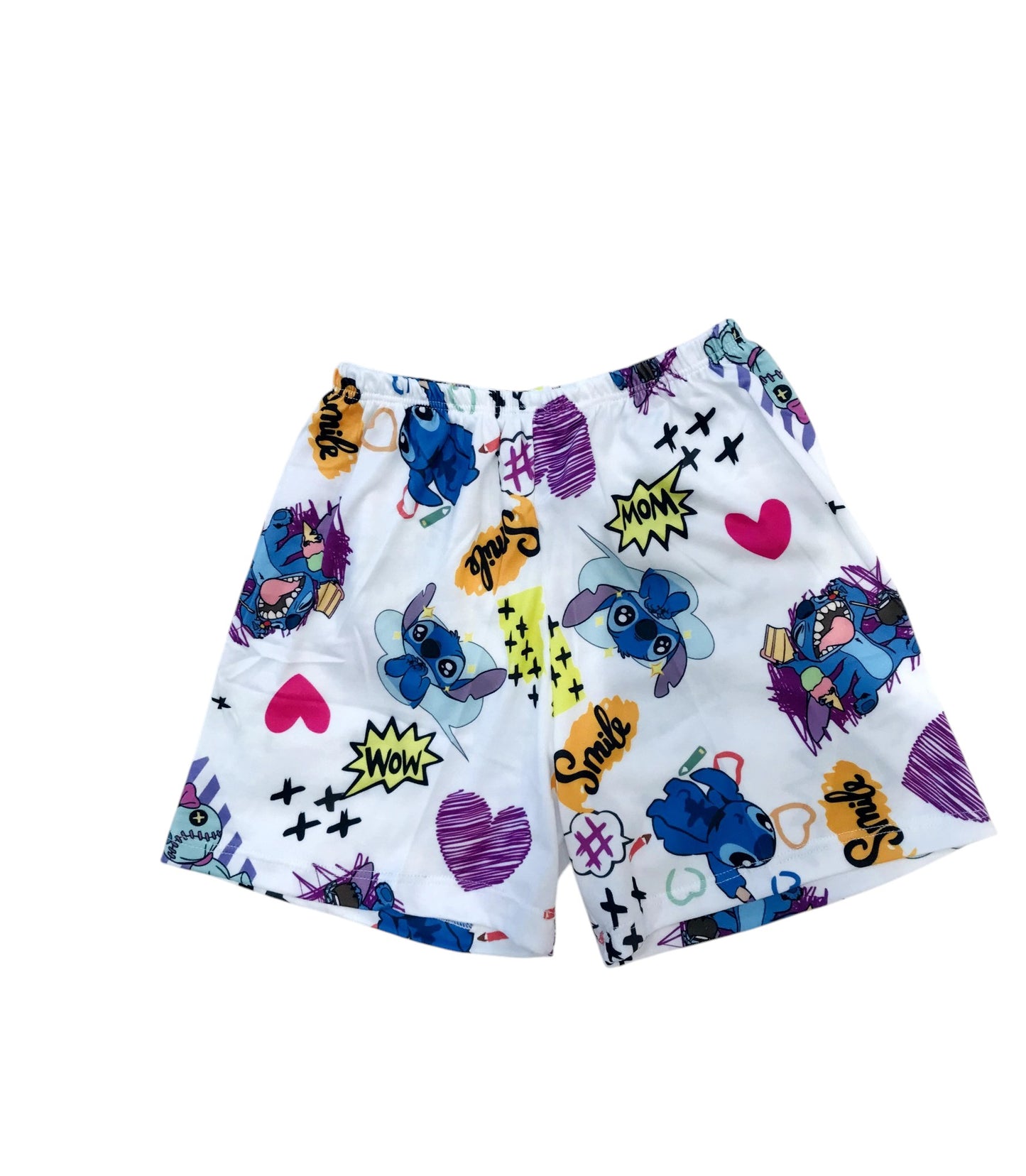 Pijama Infantil Manga Curta Stitch Branco