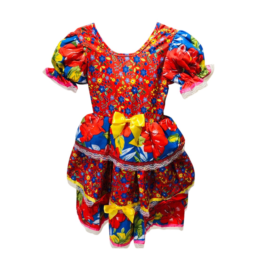Vestido Festa Junina Luxo Floral