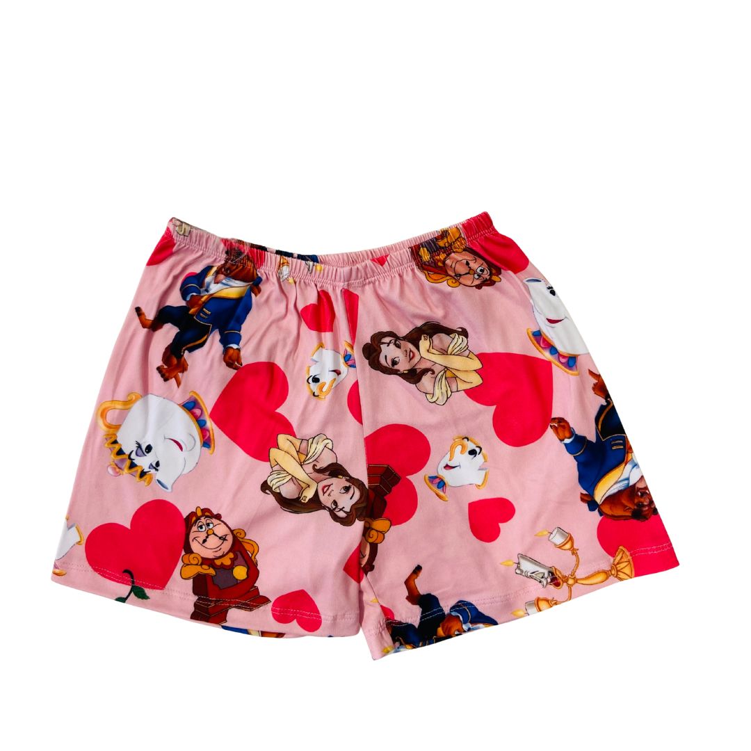 Pijama Infantil Manga Curta Bela e a Fera