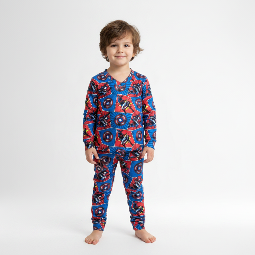 Pijama Infantil Manga Longa Capitão América