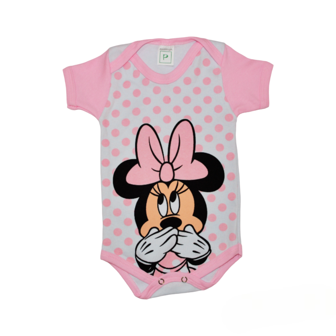 Body Bebê Minnie Rosa Bolinhas