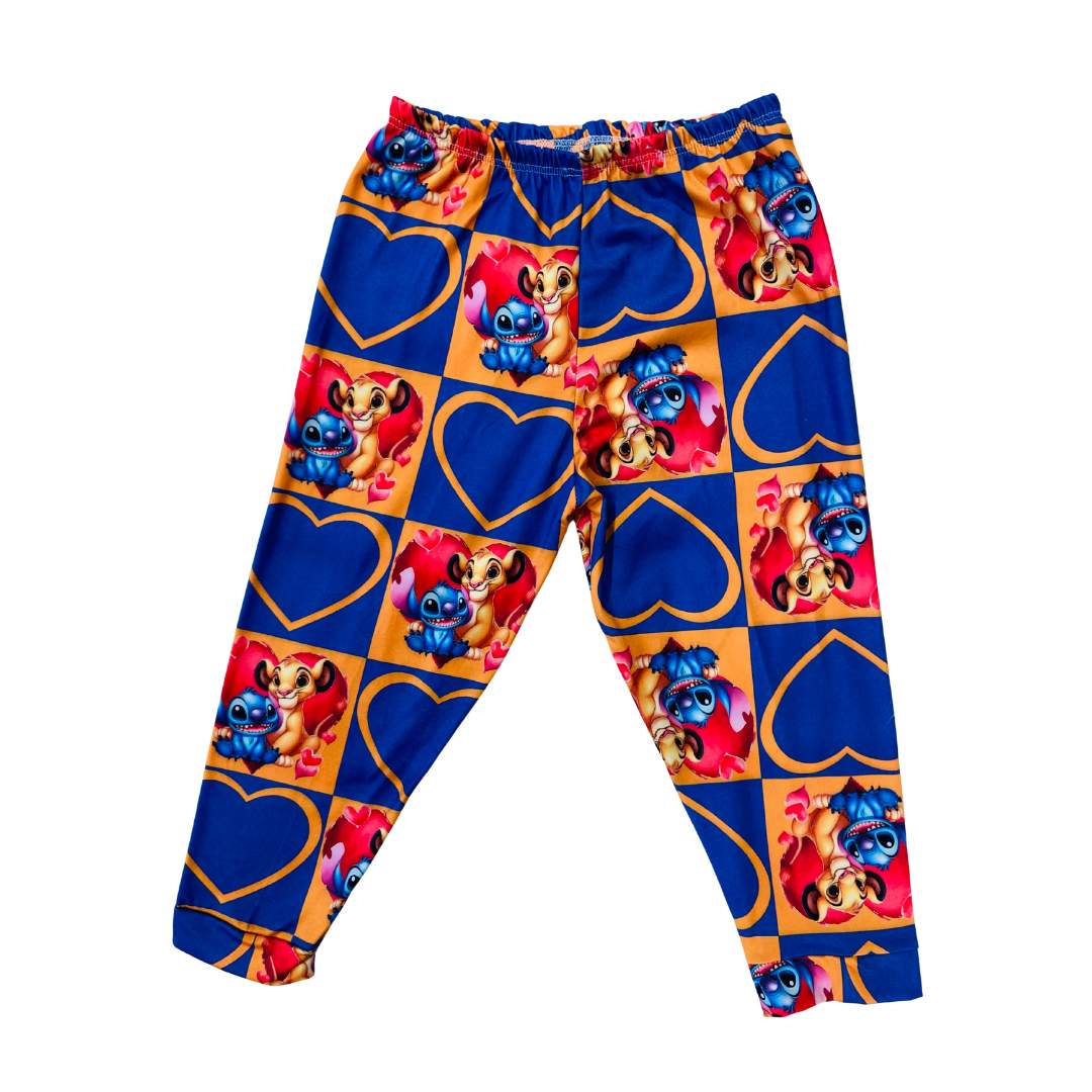 Pijama Infantil Manga Longa Stitch e Rei Leão